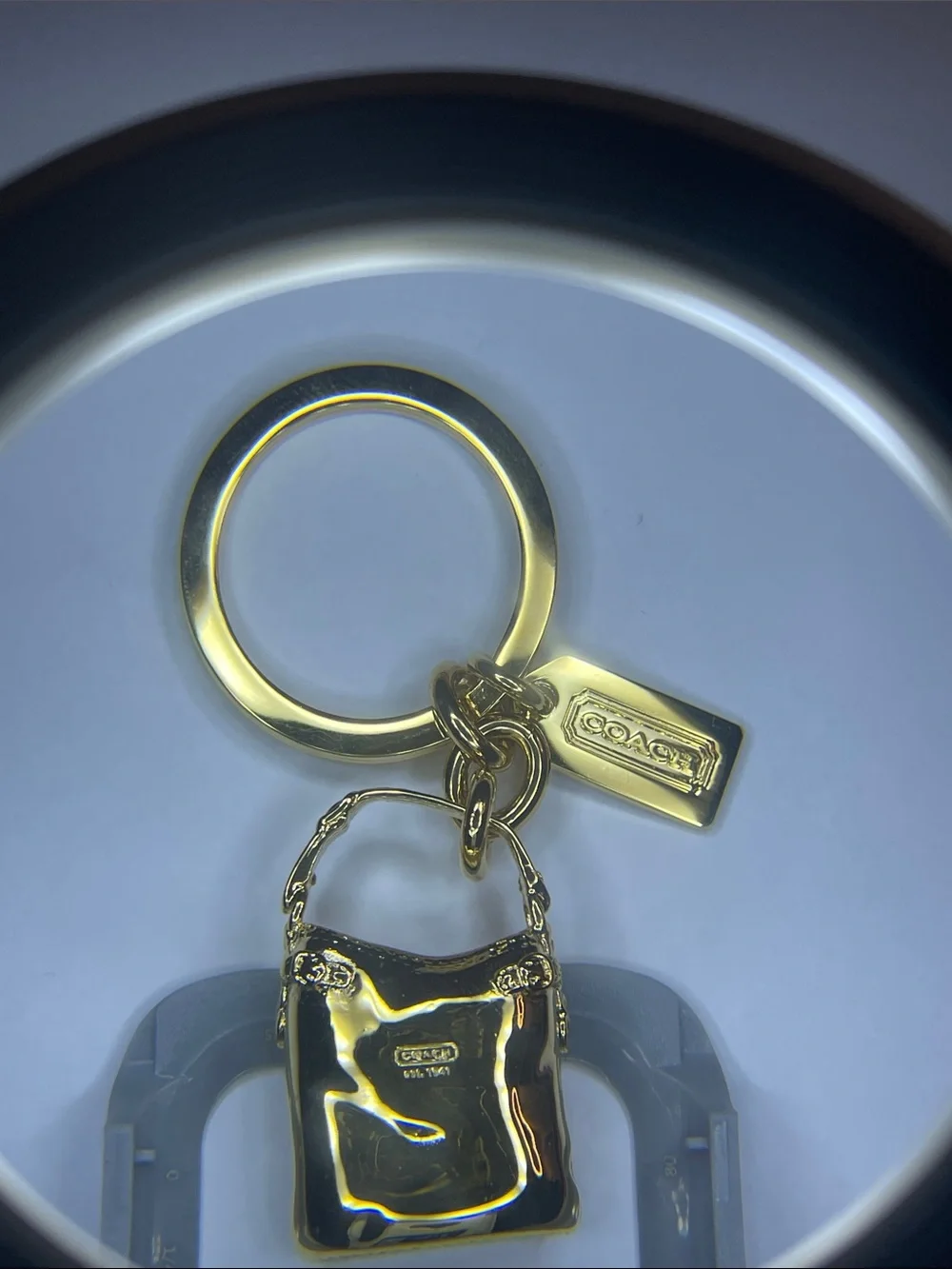 Coach Gold Mini Bleecker Bag Keychain Charm and Coach Pen